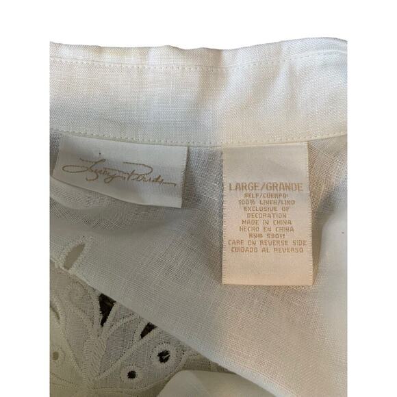 Lucy Pirada Blouse Womens Size Large 100% Linen Long Sleeves Embroidered Top - Picture 8 of 8